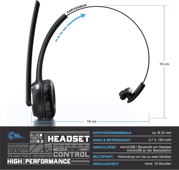 CSL - Bluetooth 5.0 Headset mit Ladestation - PC flexiblem... - Image 2