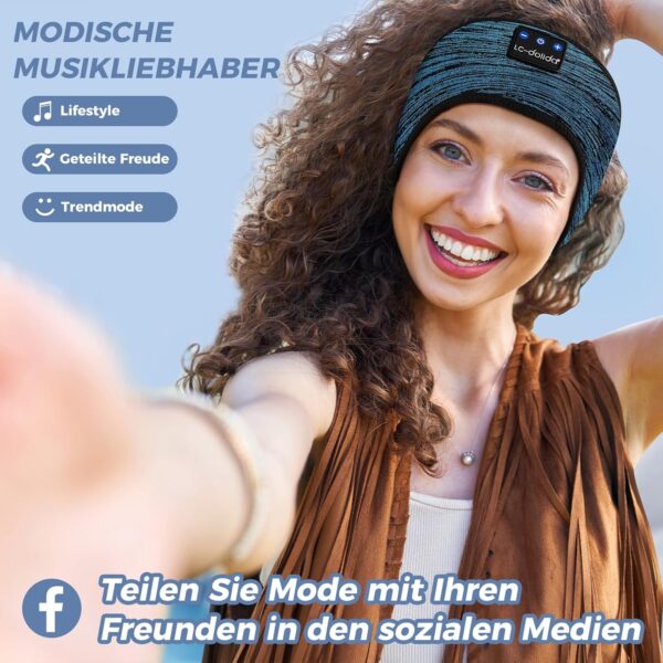 Schlafkopfhörer Bluetooth 5.4, Schlaf Stirnband Kopfhörer L, Himmelblau - Image 6