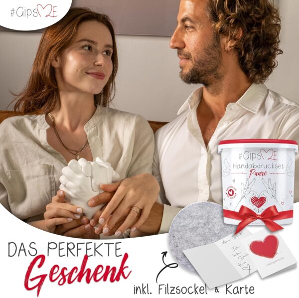GipsME – DAS ORIGINAL - 3D Handabdruck Set für Paare – Gipsabdruck Hände -... - Image 3