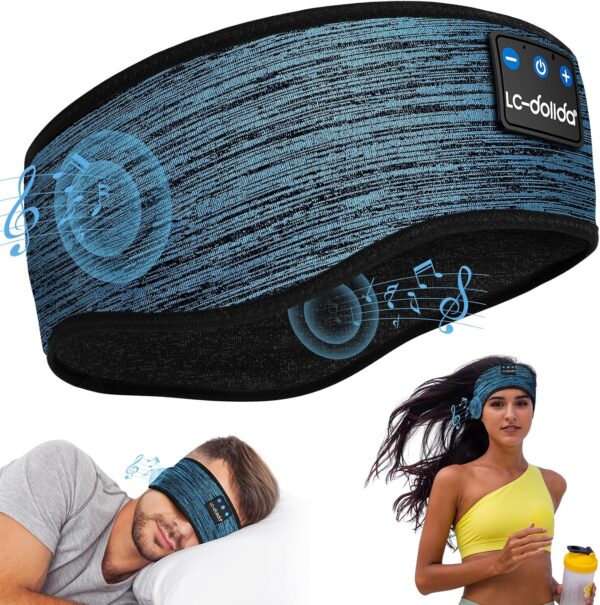 Schlafkopfhörer Bluetooth 5.4, Schlaf Stirnband Kopfhörer L, Himmelblau
