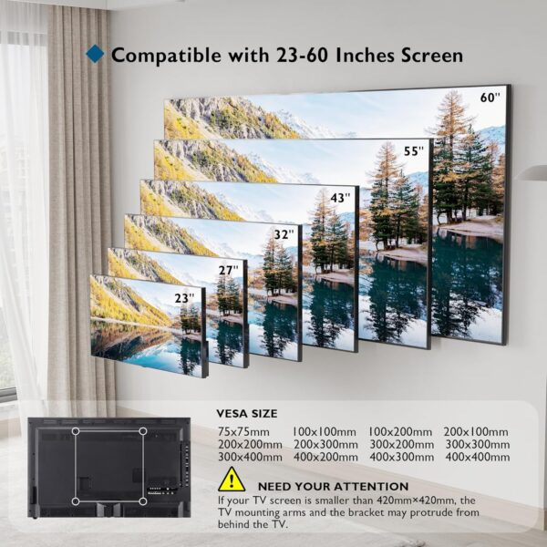 BONTEC TV Wandhalterung, Neigbare Halterung Ultraslim Universal für 23-60... - Image 4